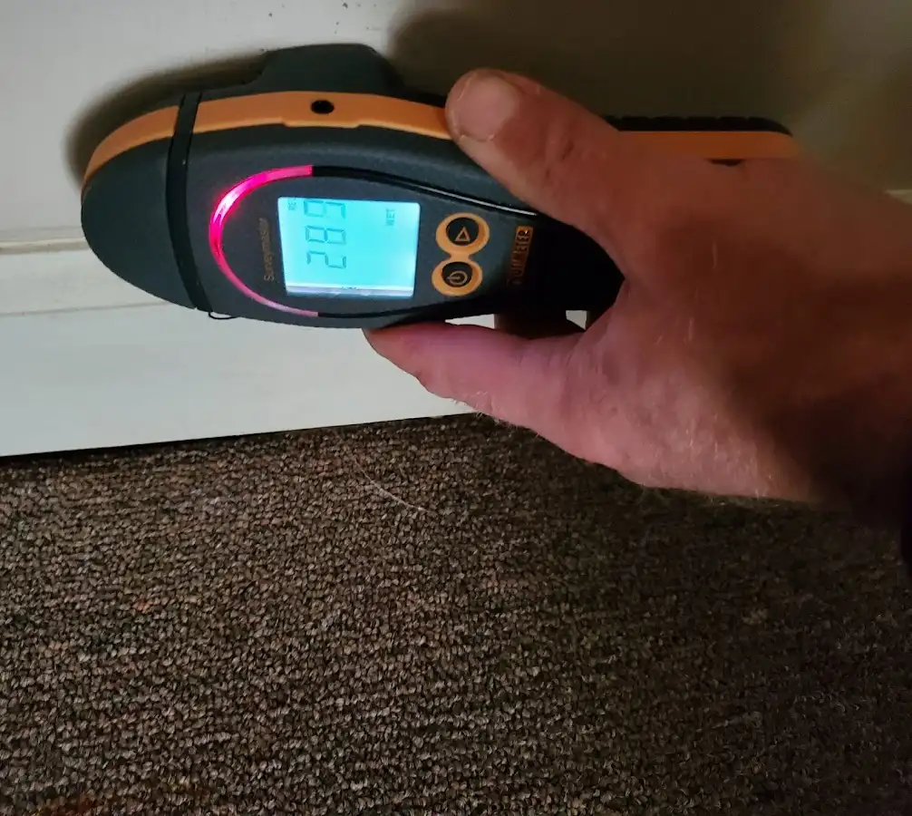 Moisture detection at baseboard during Sewage Cleanup & Sanitation in North Kansas City